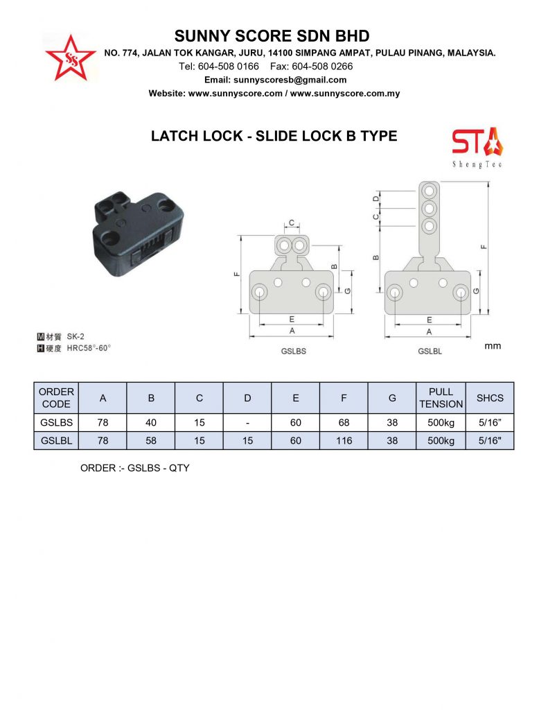 Mould Locking Component Series - Sunny Score